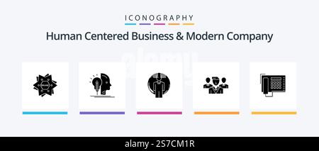 Human Centered Business And Modern Company Glyph 5 Icon Pack Including telephone. friendzone. programming. security. image. Creative Icons Design Stock Vector