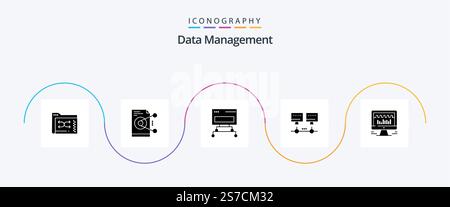 Data Management Glyph 5 Icon Pack Including . data . share . connection . Stock Vector