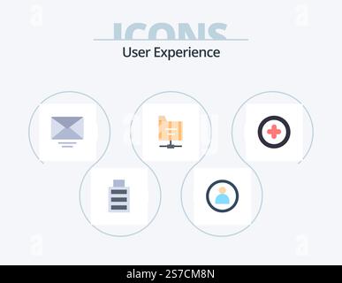 User Experience Flat Icon Pack 5 Icon Design. . . message. plus. media Stock Vector