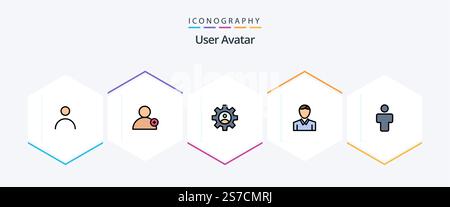 User 25 FilledLine icon pack including people. avatar. controls. person. human Stock Vector