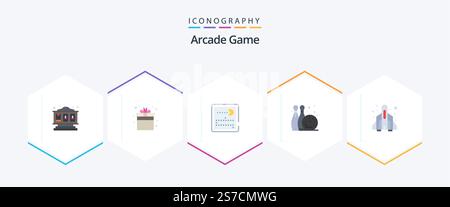 Arcade 25 Flat icon pack including fun. play. competition. game. bowling pine Stock Vector
