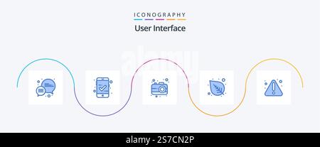 User Interface Blue 5 Icon Pack Including . user. warning. error Stock Vector
