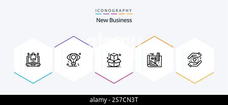 New Business 25 Line icon pack including line . art . bulb . business Stock Vector