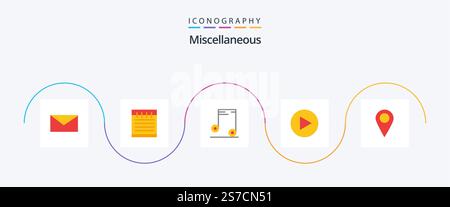 Miscellaneous Flat 5 Icon Pack Including . school. location Stock Vector