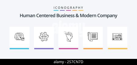 Human Centered Business And Modern Company Line 5 Icon Pack Including man. audio. idea. loud. call. Creative Icons Design Stock Vector