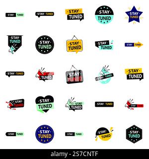 Stay Tuned 25 Unique vector elements for a fresh and one of a kind brand  25 pack Stock Vector
