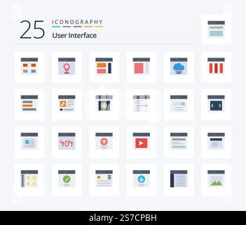 User Interface 25 Flat Color icon pack including interface. cloud. user. user. right Stock Vector