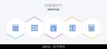 Web Pack 25 Blue icon pack including web performance. split testing. custom content. method. testing Stock Vector