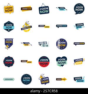 Join Now 25 High quality Typographic Elements to drive sign ups Stock Vector