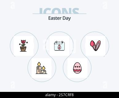 Easter Line Filled Icon Pack 5 Icon Design. . easter. celebration. food. cake Stock Vector