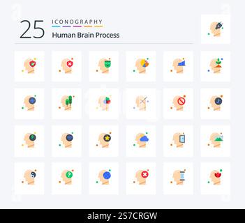 Human Brain Process 25 Flat icon pack including human mind. positive ...
