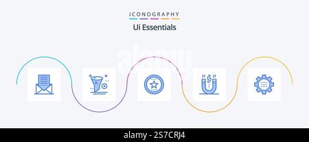 Ui Essentials Blue 5 Icon Pack Including interface. creative. remove. star. favorite Stock Vector