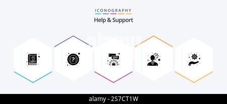 Help And Support 25 Glyph icon pack including . optimization. bubble. management. gear Stock Vector
