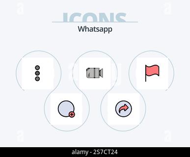 Whatsapp Line Filled Icon Pack 5 Icon Design. tea. ui. earphone. basic. mic Stock Vector