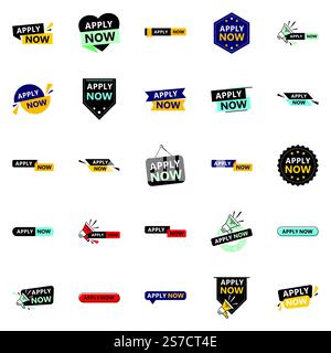 Promote Your Opportunities in Style with Our Pack of 25 Apply Now Banners Stock Vector
