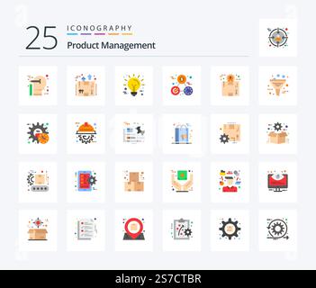 Product Management 25 Flat Color icon pack including perfection. money. package. clock. innovation Stock Vector