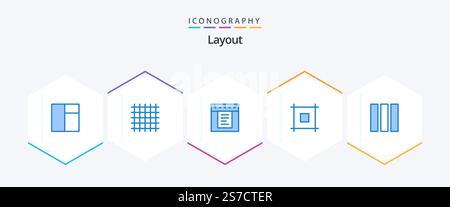 Layout 25 Blue icon pack including . . web. web design. column Stock Vector