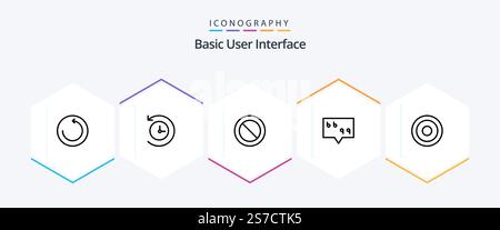 Basic 25 Line icon pack including . line. interface. quote Stock Vector