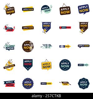 Promote Your Opportunities in Style with Our Pack of 25 Apply Now Banners Stock Vector