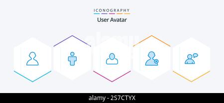 User 25 Blue icon pack including . user. man. chatting. user Stock Vector