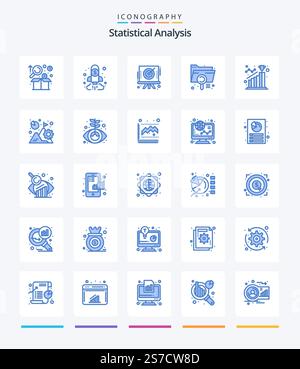 Creative Statistical Analysis 25 Blue icon pack  Such As extension. data. finance. analysis. bow Stock Vector