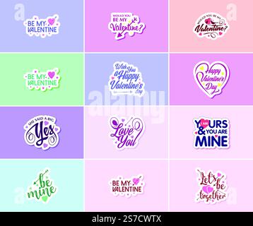 Celebrate Your Romance with Valentine&rsquo;s Day Graphics Stickers Stock Vector