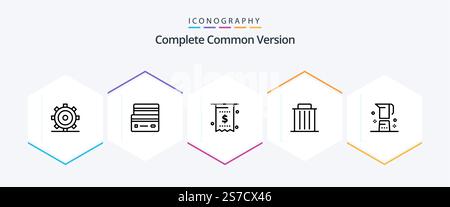Complete Common Version 25 Line icon pack including remove. garbage. shopping. delete. money Stock Vector