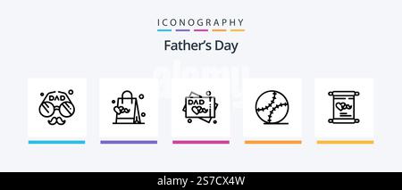 Fathers Day Line 5 Icon Pack Including office. briefcase. dad. fathers day. date. Creative Icons Design Stock Vector