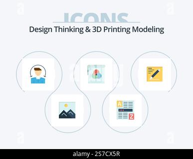 Design Thinking And D Printing Modeling Flat 5 Icon Pack Including ...