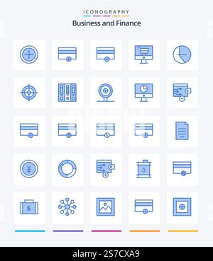 Creative Finance 25 Blue icon pack  Such As finance. business. finance. archive. shoot Stock Vector