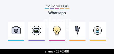 Whatsapp Line Filled 5 Icon Pack Including refresh. clock. mic. time. basic. Creative Icons Design Stock Vector