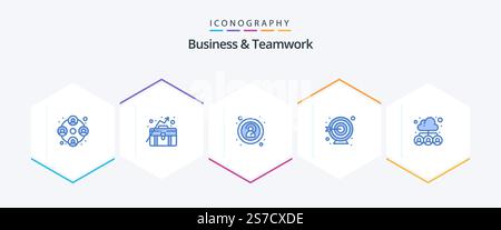 Business And Teamwork 25 Blue icon pack including team. group. anonymity. cloud. goal Stock Vector