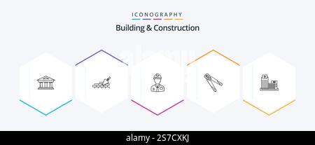 Building And Construction 25 Line icon pack including construction. plier. trovel. labor. constructor Stock Vector