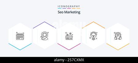 Seo Marketing 25 Line icon pack including chat. seo. point. idea. campaigns Stock Vector