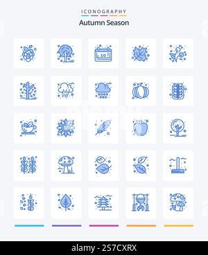 Creative Autumn 25 Blue icon pack  Such As cold. berries. calendar. autumn. leaf Stock Vector