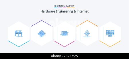Hardware Engineering And Internet 25 Blue icon pack including pollution. ecology. network. engineering. circuit Stock Vector
