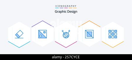 Design 25 Blue icon pack including . grid. Stock Vector