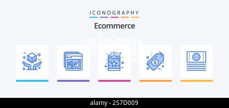 Ecommerce Blue 5 Icon Pack Including ecommerce. tag. website. money. star. Creative Icons Design Stock Vector