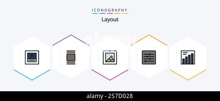 Layout 25 FilledLine icon pack including . photo. . analytics Stock Vector