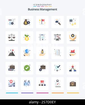 Creative Business Management 25 Flat icon pack  Such As audit. search. dollar. user. business Stock Vector