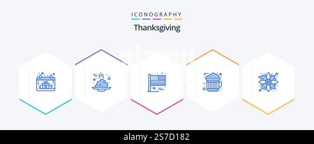Thanksgiving 25 Blue icon pack including autumn. drink. thanks day. cocoa. usa Stock Vector