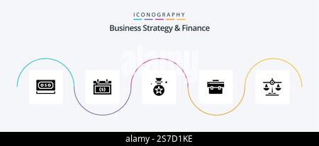 Business Strategy And Finance Glyph 5 Icon Pack Including . badge . appointment . award . Stock Vector