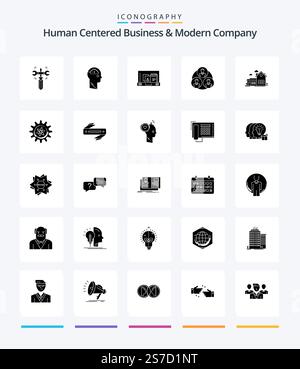 Creative Human Centered Business And Modern Company 25 Glyph Solid Black icon pack  Such As home. clone. user. gang. briefcase Stock Vector