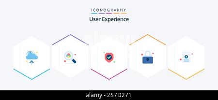 User Experience 25 Flat icon pack including . user. protection. presentation. lock Stock Vector