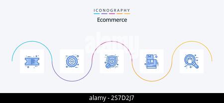 Ecommerce Blue 5 Icon Pack Including shop. gift. ecommerce. browse. ecommerce Stock Vector