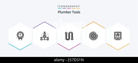 Plumber 25 Line icon pack including plumber. plumbing. construction. plumber. extractor Stock Vector