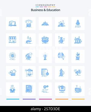 Creative Business And Education 25 Blue icon pack  Such As cash. gold. hacking. success. mission Stock Vector