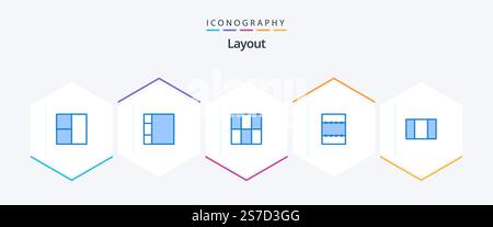 Layout 25 Blue icon pack including . Stock Vector