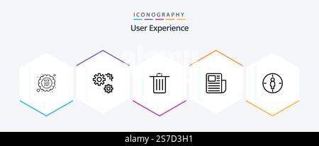 User Experience 25 Line icon pack including sheet . service. trash. delete Stock Vector