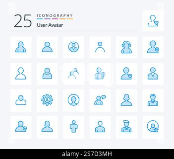 User 25 Blue Color icon pack including user. user. support. avatar. man Stock Vector